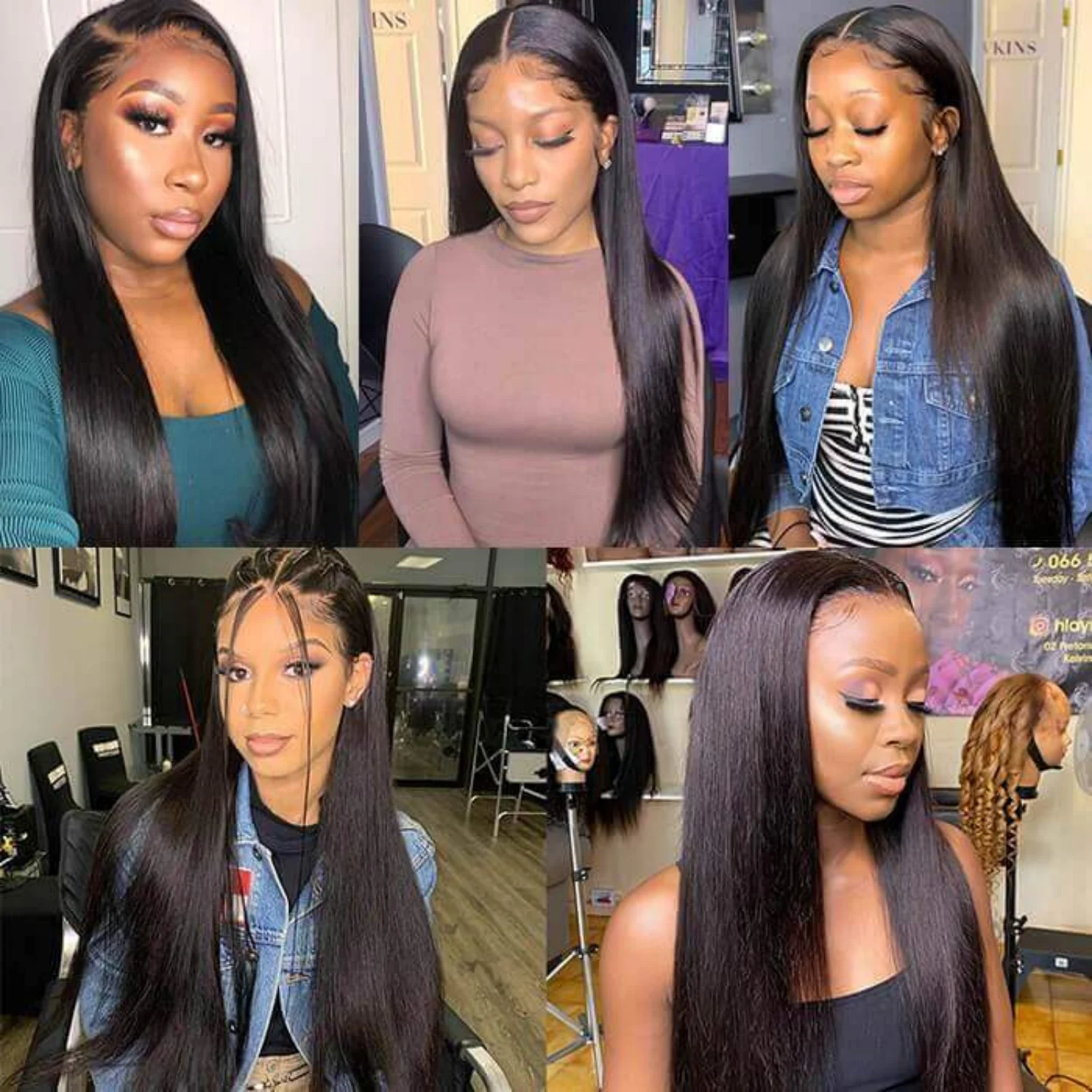 30 Inch 13x4 Lace Front Wigs 200% Density Lace Front Wig Pre Plucked Glueless Wigs Straight Black Synthetic lace front wig 6