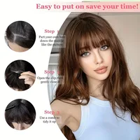 Wispy français frange de cheveux humains pince sur frange d'air légère pour les femmes usage quotidien noir, brun,bourg, blond couleur frange Extensions de cheveux 6