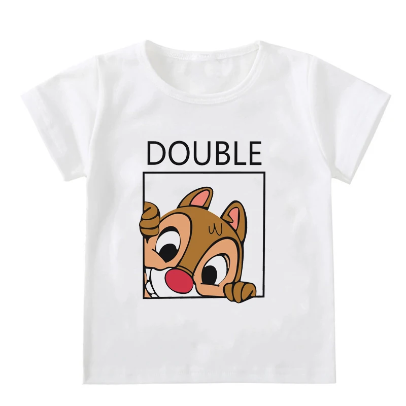 Chip and Dale Disney Kids Tshirts Cartoon Double and Trouble Print Summer Twins Tops Tees Funny Boys Girls Best Friends Shirts 3