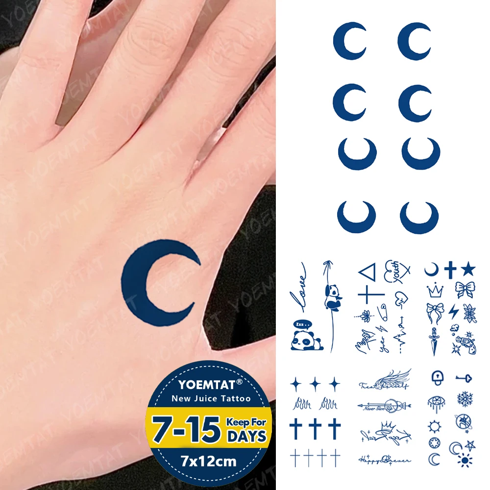 

Juice Ink Lasting Tatoo Simple Crescent Moon Waterproof Temporary Tattoo Stickers Semi-Permanent Body Art Fake Tattoos Women Men