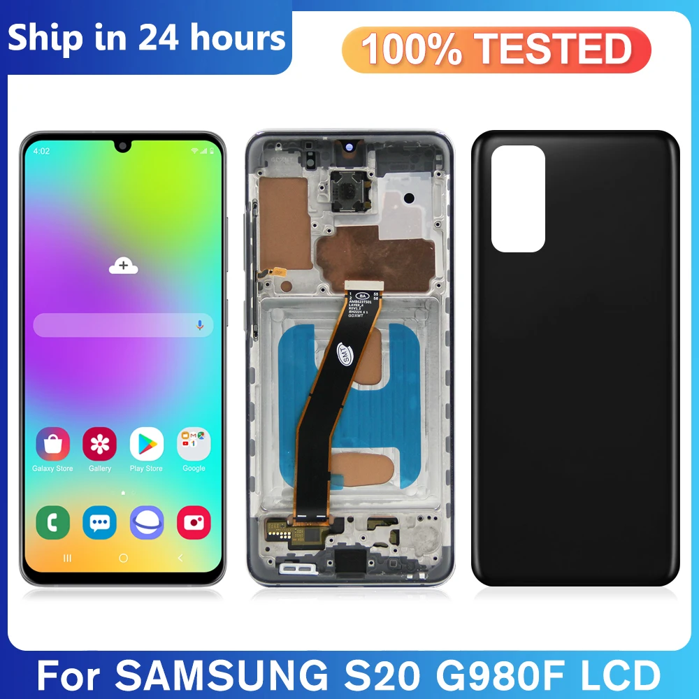 TFT S20 G981F экран для Samsung Galaxy S20 ЖК-дисплей G980 SM-G980F/DS Сенсорная панель дигитайзер в сборе Замена с рамкой