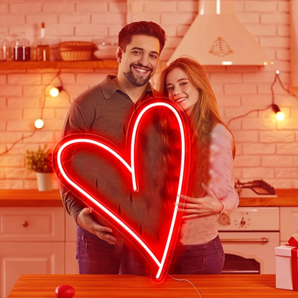 

Неоновая вывеска с надписью Love для спальни, настенное украшение, светящиеся буквы, свадебный фон, Декор, неоновая трубка с USB 5 В, приглушаемый светодиодный светильник в форме сердца
