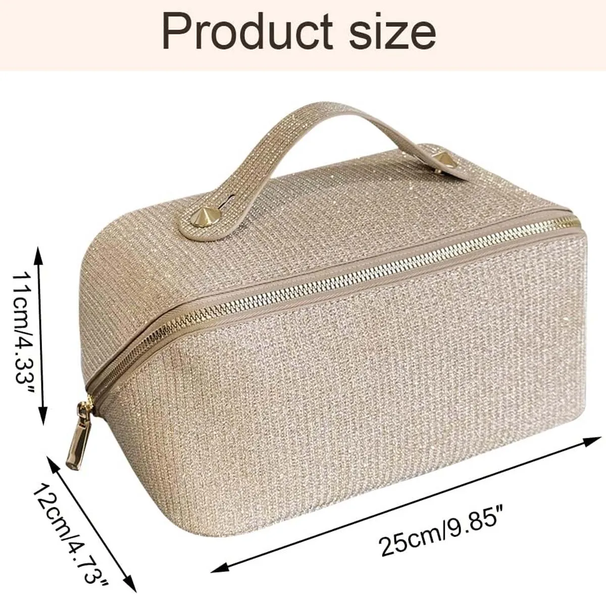 YANZAI Large-capacity Makeup Bag PU Leather Portable Travel Wash Cosmetic Bag Toiletries Organizer Female Storage Handheld Box 5