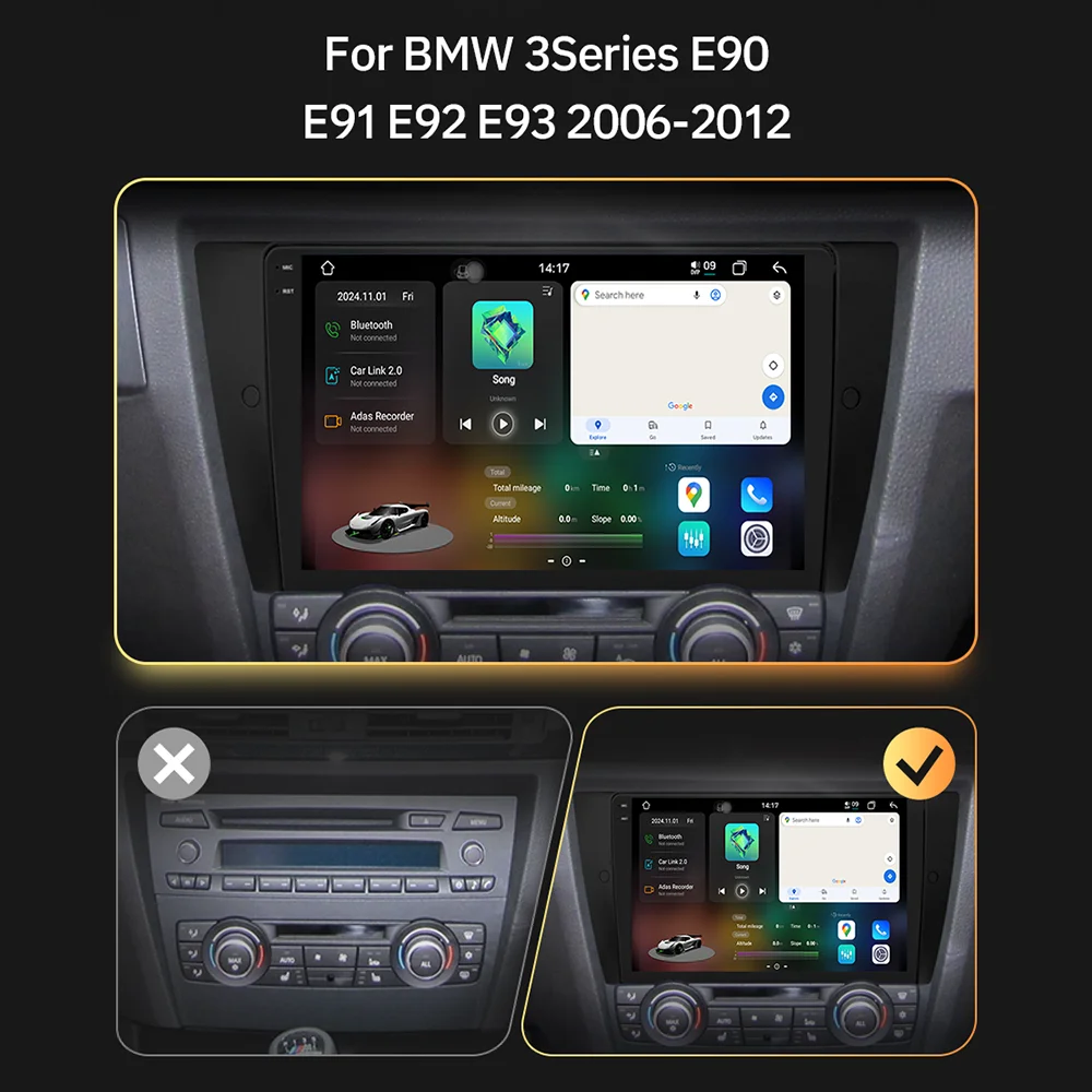Nueva versión multimedia de radio para coche para BMW E90, E91, E92, E93 (2006-2012), equipada con CarPlay, 4G, Wi-Fi, GPS, RDS, reproductor de DVD, estéreo para coche y DSP. 2
