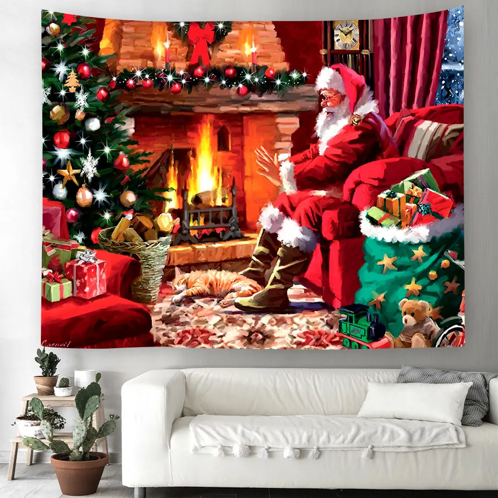 

Christmas Snowman Magic Tapestry Wall Painting Hanging Poster Bedroom Dorm Banner Polyester 100D Banner College Brass Grommets