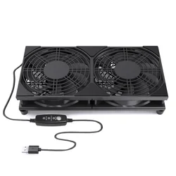 Dual - Fan USB Cooler with Adjustable Speeds (Black - Three - speed)