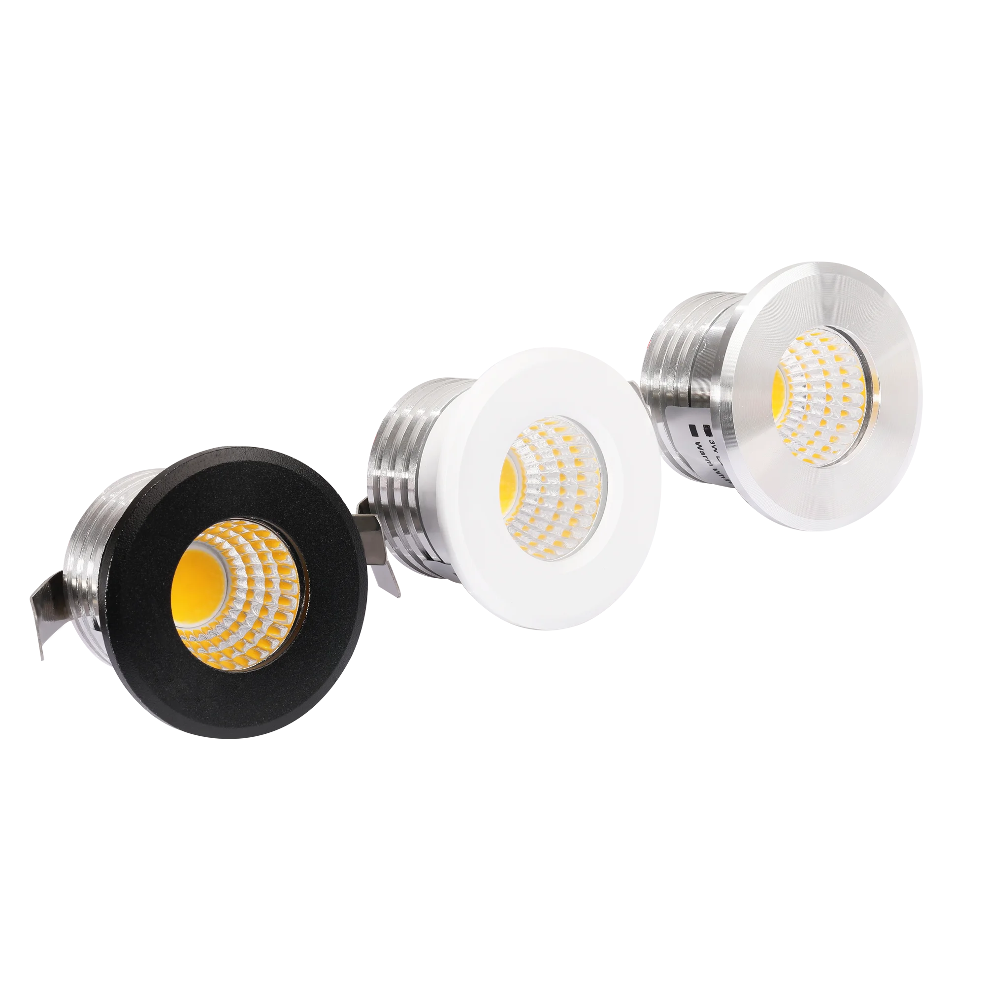 Description Picture 3 of item30pcs Small LED Spot Downlights COB 3W 270lm 110V 220V Dimmable Cabinet Light Black White Silver Finish Aluminum Cut Hole 30mm