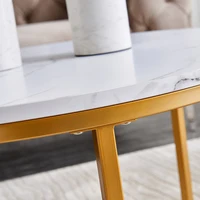 Ensemble de 2 Tables Basses Rondes, Table Gigogne Ronde Moderne, Table Basse Marbre, Lot de 2 Tables d'appoint Rondes, pour Salon, Balcon et Bureau, Blanc et Or/Blanc+Noir 6