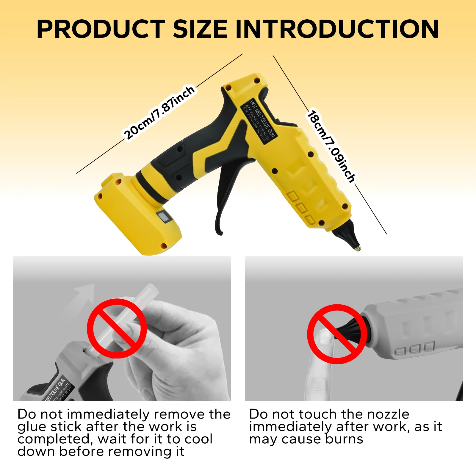 100W Cordless Hot Glue Gun for Dewalt 20V Battery Dual-Power Glue Gun with Power Cord & 10Pcs 11mm Sticks for Arts & Crafts