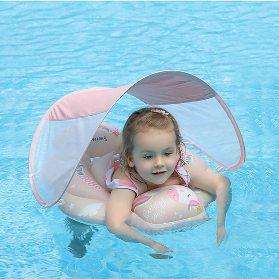 

Детское плавающее надувное кольцо, детское плавательное кольцо с солнцезащитным козырьком, аксессуары для детского бассейна и ванны, летние игрушки