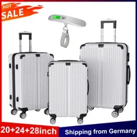 Anajqaqia Valise Lot de 3 (20 + 24 + 28 pouces), avec serrure et balances TSA et 360 °   Roues, bagage à main de chariot de voyage à coque rigide ABS, argent 1