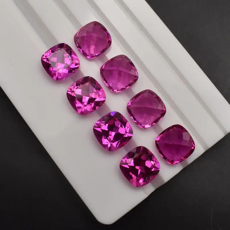

Large Pink Ruby Corundum Sapphire 12.0mm 6.0Cts Cushion Cut VVS Sri-Lanka Loose Gemstone For Diy Jewelry Making