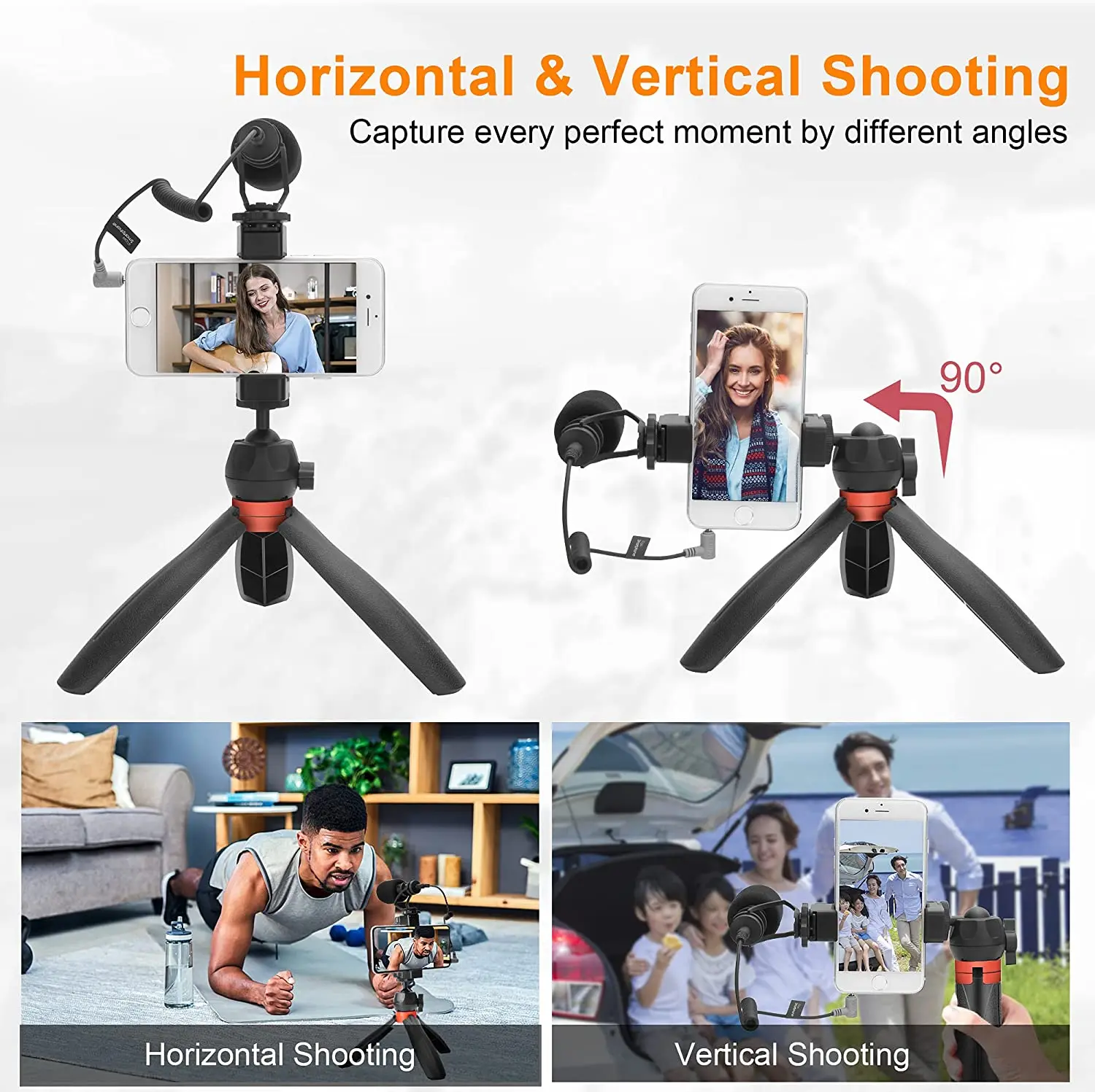 CVM-VM10-K2 PRO Smartphone Video Rig with Tripod, External Shotgun Mic, Vlogging