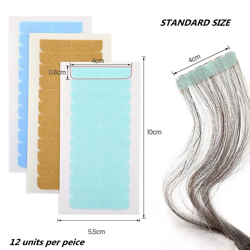 5 Sheets 60pcs Hair Tape Adhesive Glue 4cm*0.8cm Double Side Tape Waterproof For Lace Wig Hair Extension Tool