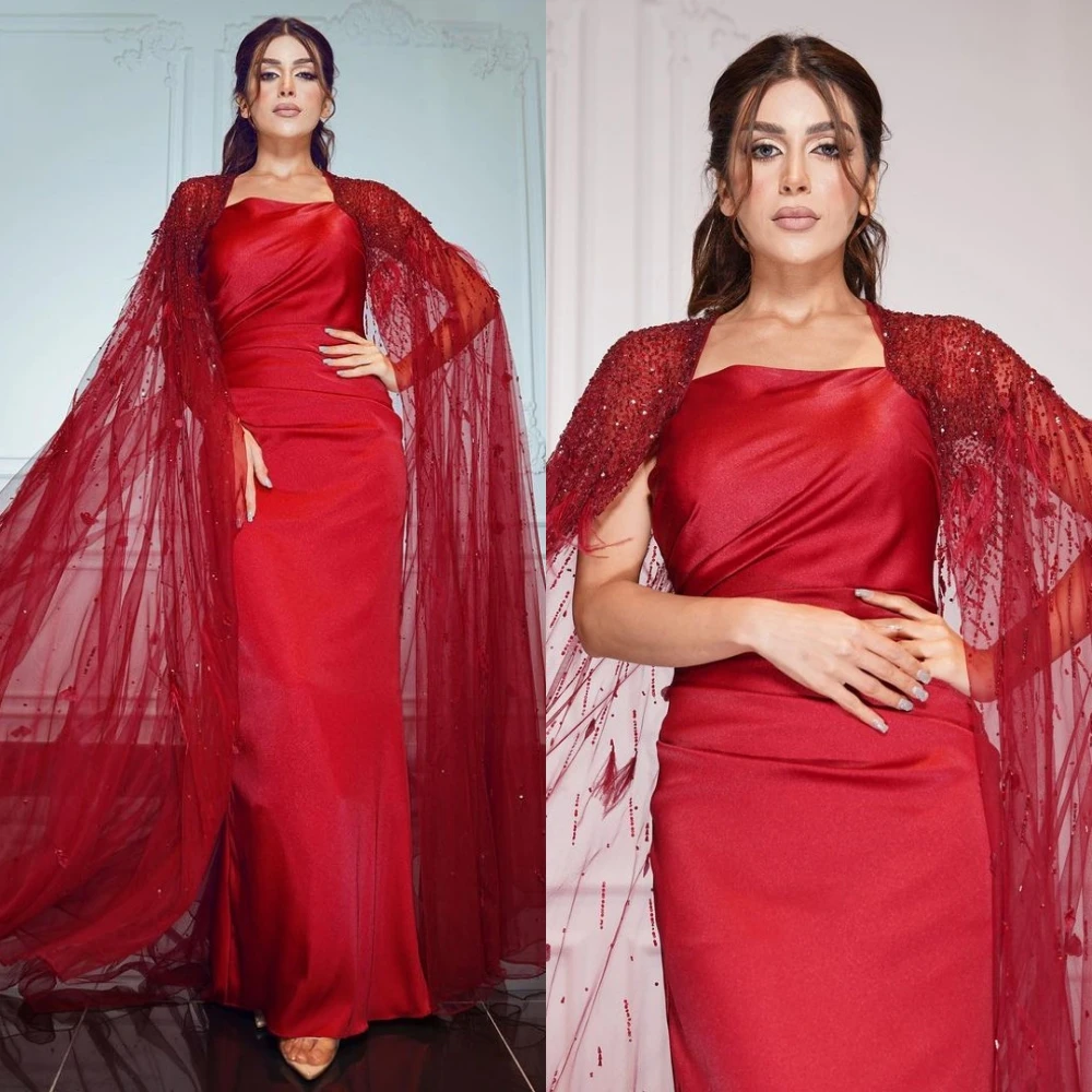 

Prom Dresses Fashion Exquisite Square Mermaid Tulle Satin Formal Occasion Gown vestidos de fiesta largos mujer para gala