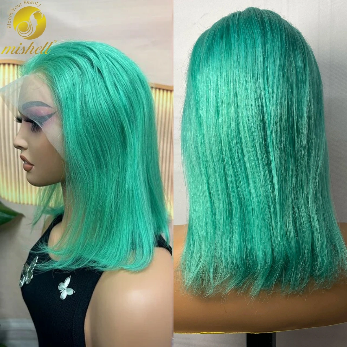 

13x4 Frontal Wigs Transparent Lace Colorful Straigt Short Bob Human Hair Wigs Brazilian Short Human Hair For Black Woman