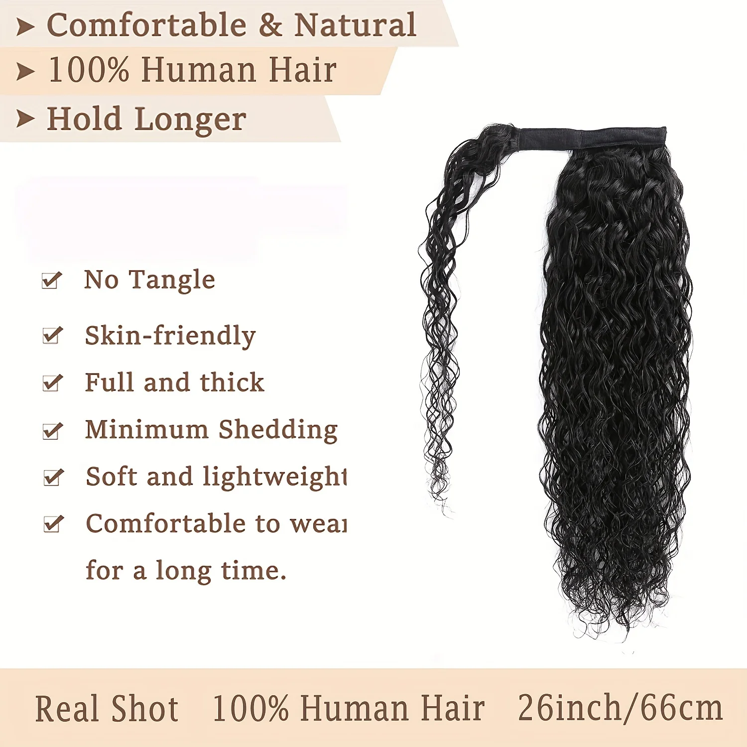 Water Wave Ponytail Human Hair Extensions Wrap Around Clip In Ponytail Extensions For Women 10-30 Inch Magic Paste Pony Tail human hair extensions