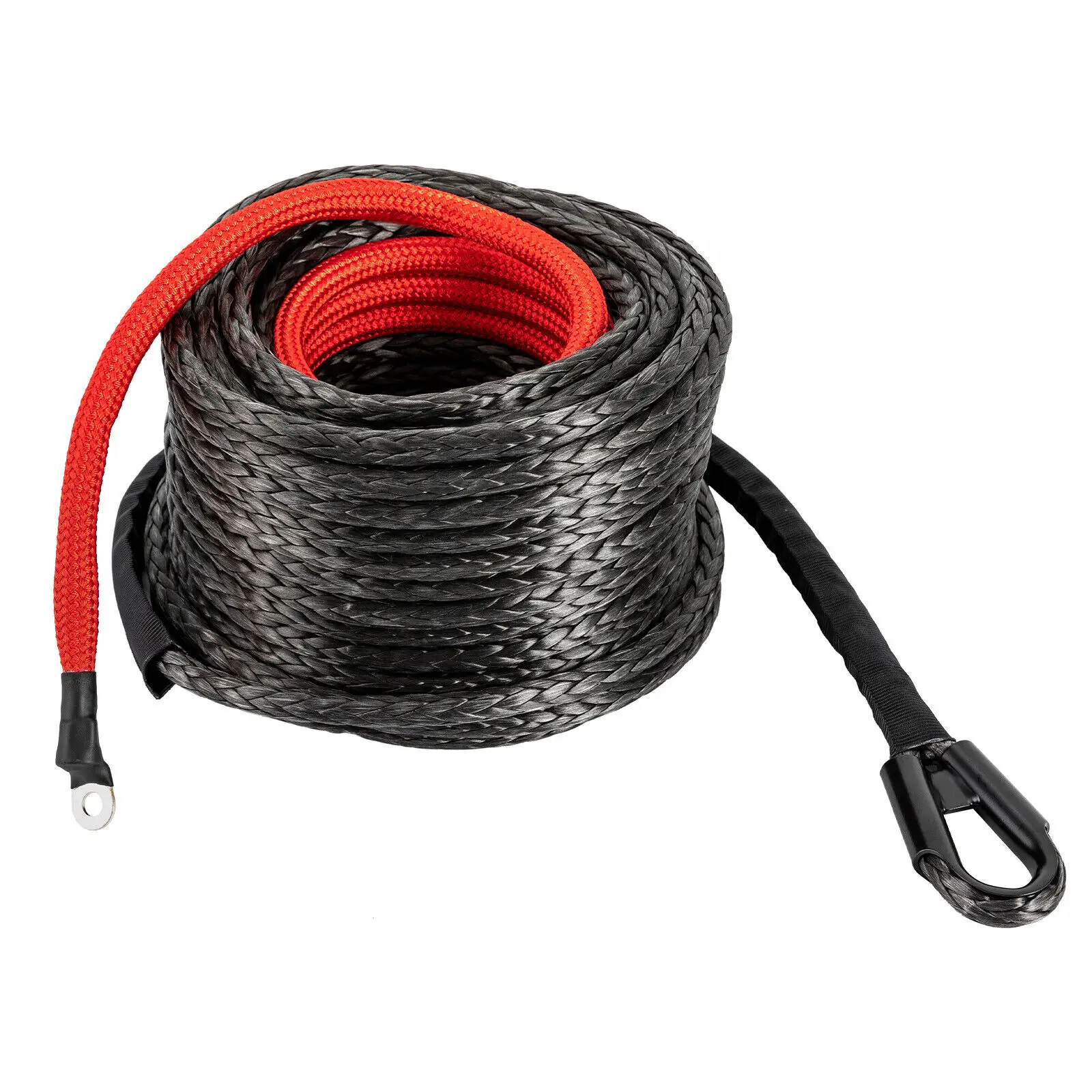3/8x100 Synthetic Winch Rope With Hook Winch Cable w/Protective