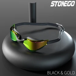 Premium Anti-Fog Swim Goggles with HD Clarity and Comfort Fit (Black Gold)