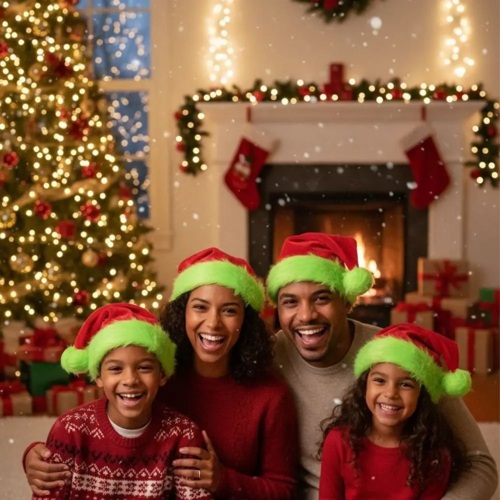 3 Gorros Navideños Duende con Peluche
