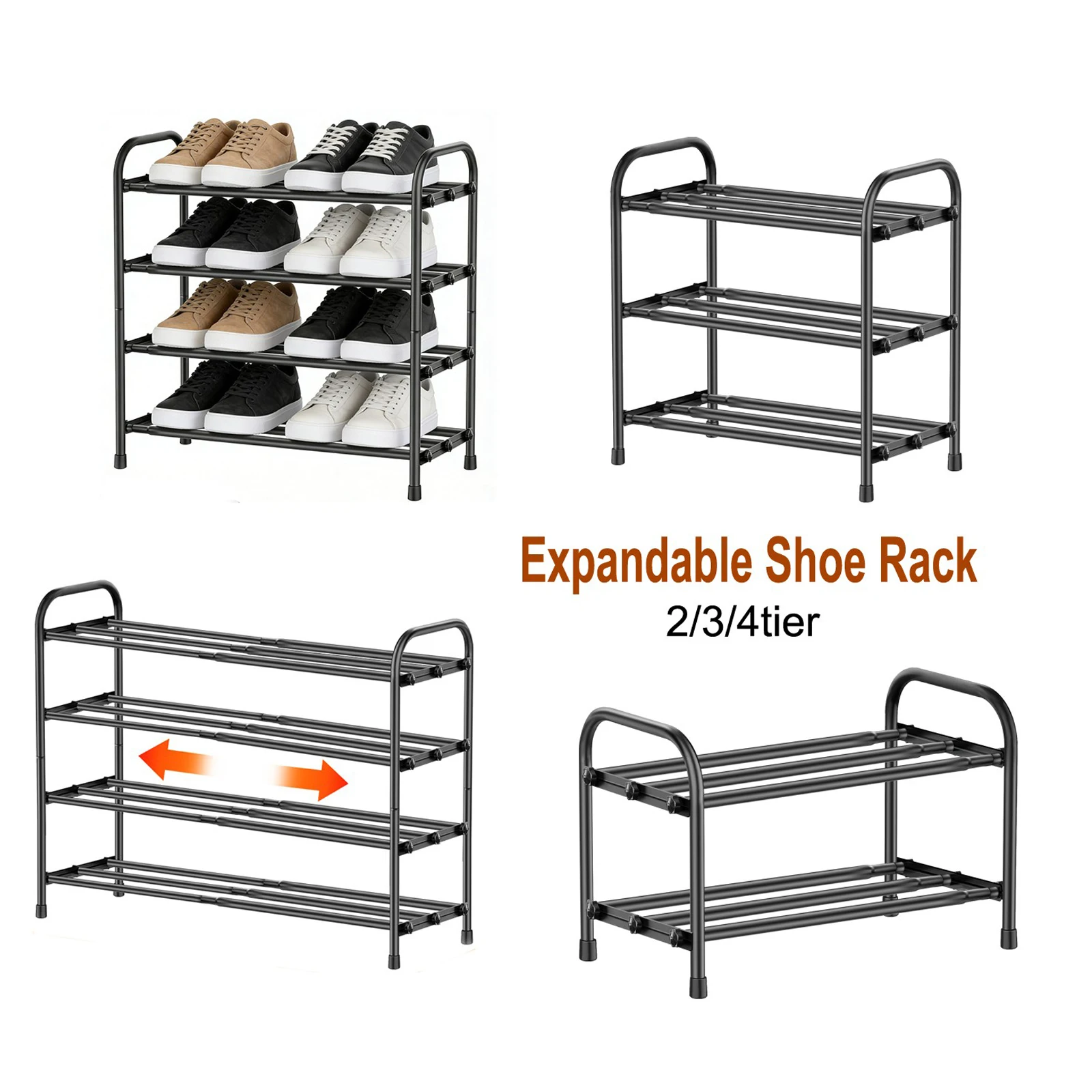 Expandable Shoe Rack Small Simple 2/3/4 layer Metal Shoe Cabinet Home Entrance Rental Housing Dormitory Storage Rack