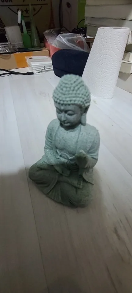 Buddha Statue Fish Tank Decoration Mini Buddhism Figurine Desk Topper Tablescape Decor Home Zen Statue Green Sandstone Thailand photo review