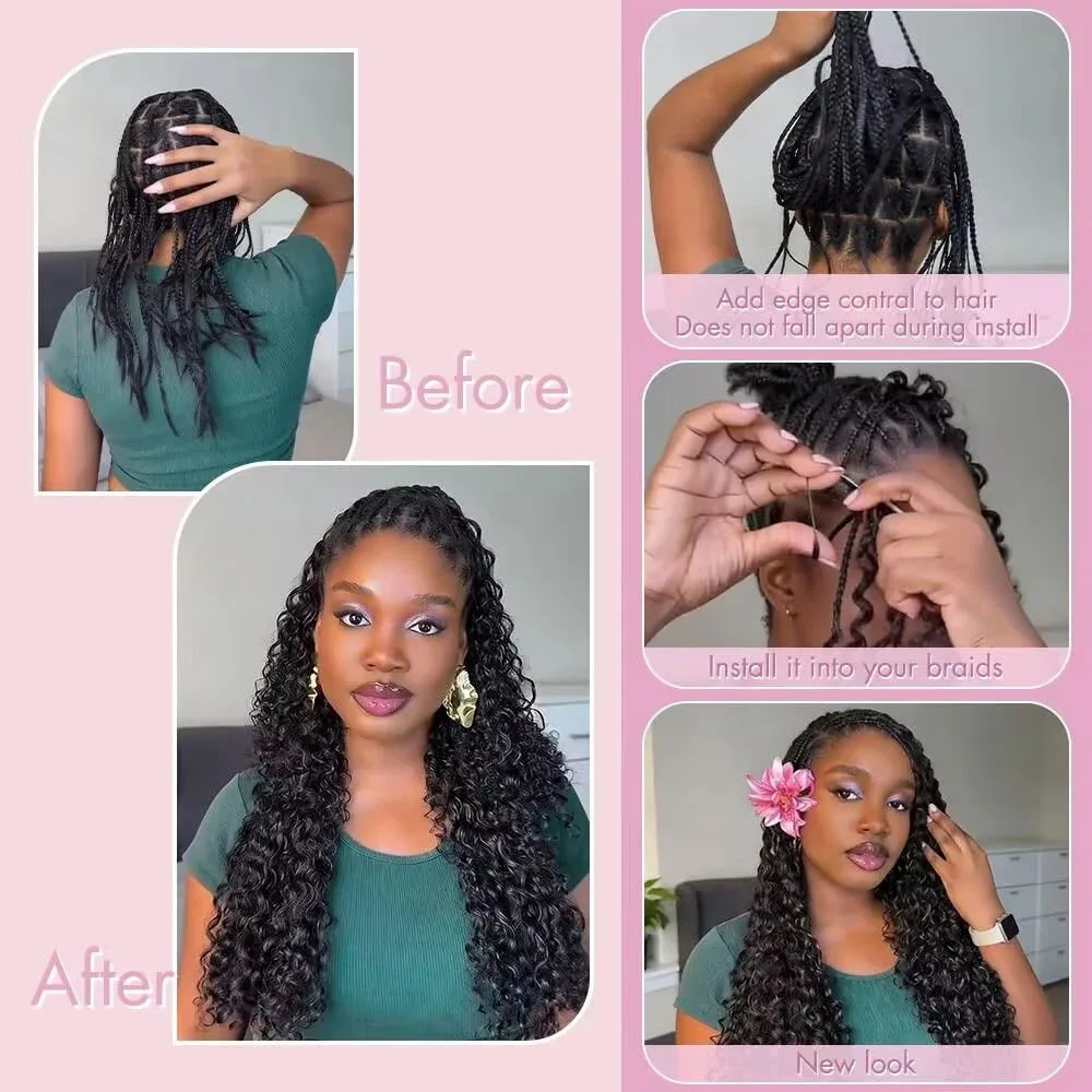 Burmese Curly Boho Braids Human Hair For Braiding Feathered Human Crochet Hair Miracle Knots Crochet 100% Human Hair Extensions 4
