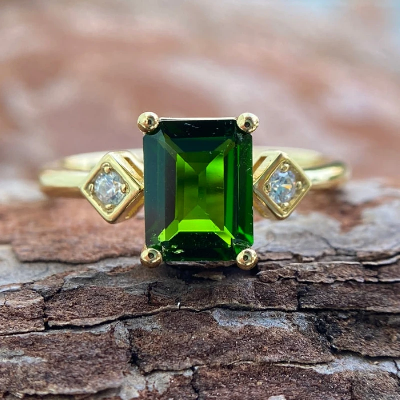 

14K Gold Emerald Cut Lab Grown Emerald Engagement Ring Vintage Ring Lab Grown Wedding Rings Fine Jewelry GRM