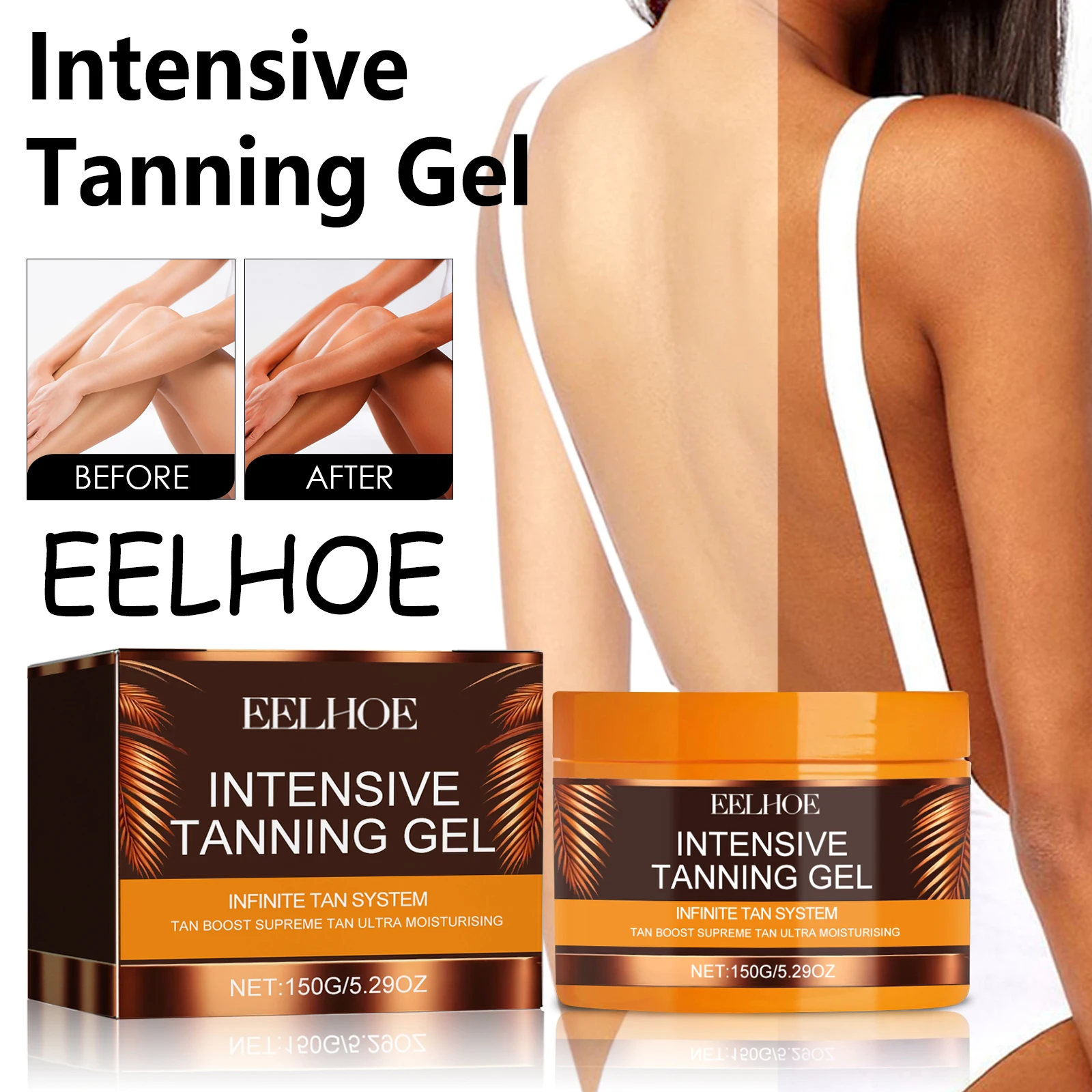 EELHOE Intensive Tanning Gel Summer Outdoors Beach Tanning Bronze Wheat Skin Non-greasy Lasting Moisturizing Gentle Tanning Gel