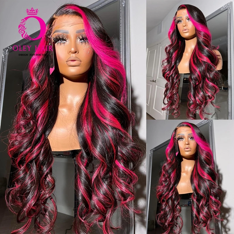 Highlight Pink 30Inch BodyWave Glueless 13x4Synthetic Lace  display picture 2