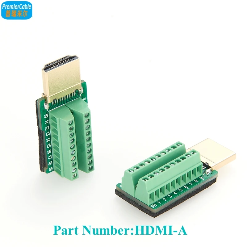 HDMI Male Solderless Adapter HDMI Terminal Solderfree Breakout Board Free Welding Quick Connector 2 Row 19Pin Signal Terminal 3