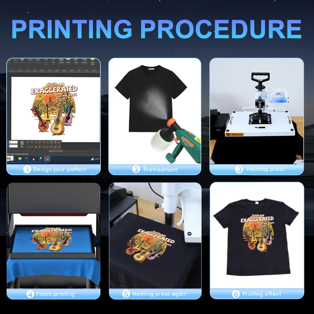 A3 DTG Drucker A3L805 - Flachbett Drucker Für T-Shirts, 42x30cm, 1440dpi, DTG/DTF Druck