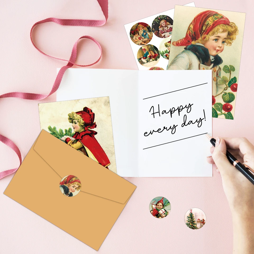 Video su Come Usare un Biglietti di auguri di Natale con carta rossa e busta rossa, con adesivi sigillati, per amici, famiglia e persone care