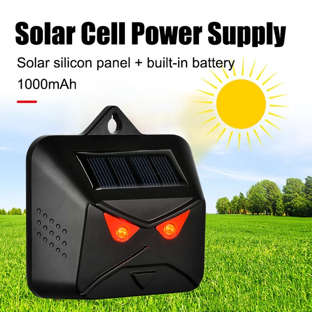 Napenergia Madárcsökkentő Ultrahangos Állati Relevelő Kültéri Kerti Baglyok Elrettentő Led Villogó Fény Visszatelepítővel - Image 2