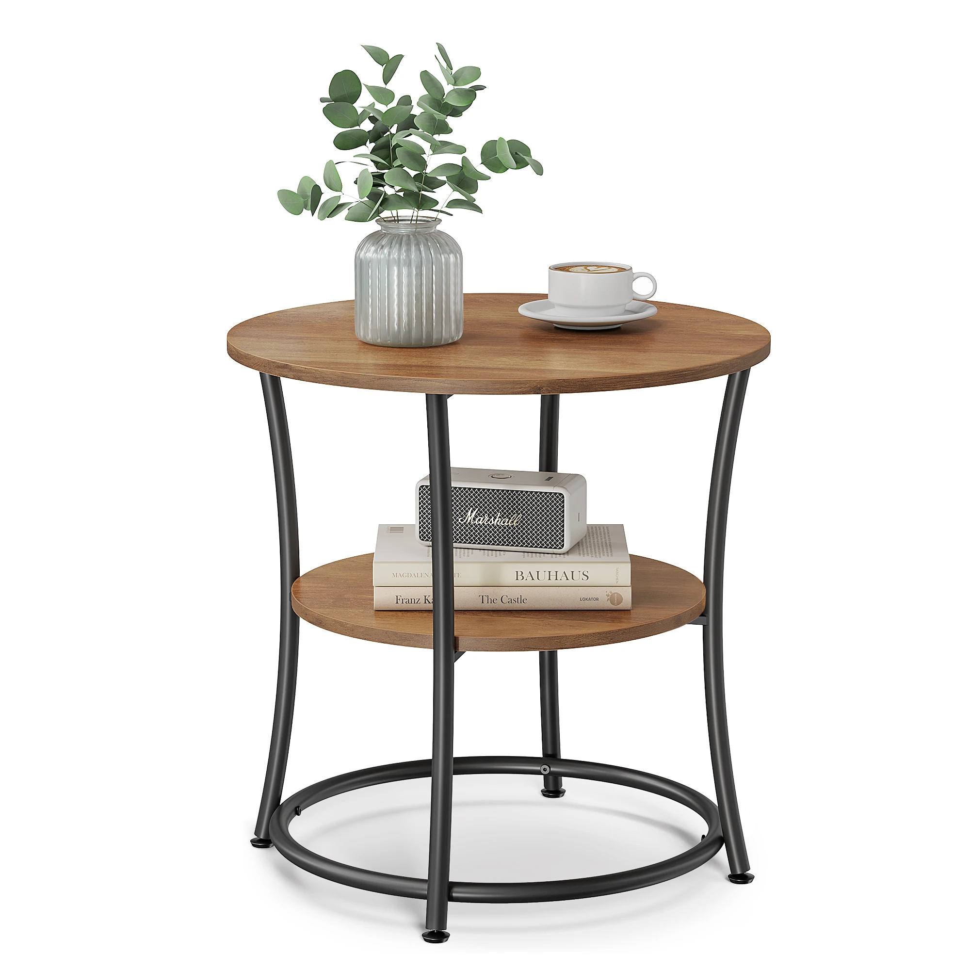 Table d'appoint VASAGLE, table de canapé ronde, 2 étagères, construction simple, Ø 55 cm 1 Table d'appoint VASAGLE, table de canapé ronde, 2 étagères, construction simple, Ø 55 cm 1