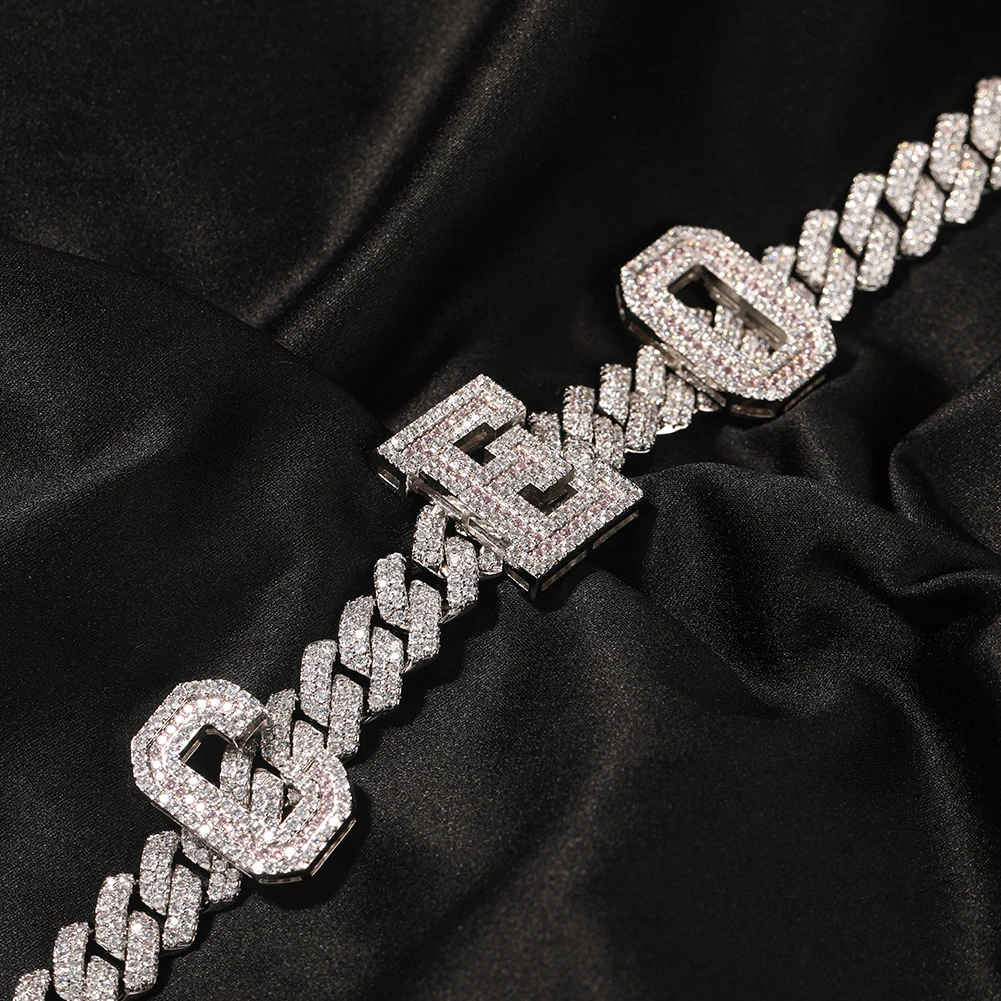 TBTK Custom Name 13mm Miami Cuban Necklace Iced Out 2 Colors Cubic Zirconia Personalized Initial Letter Hiphop Punk Jewelry