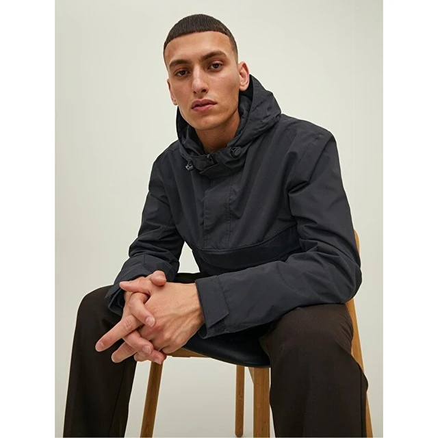 Jack Jones Jack Jones Ono Anorak Men s Black Coat 12215915 AliExpress