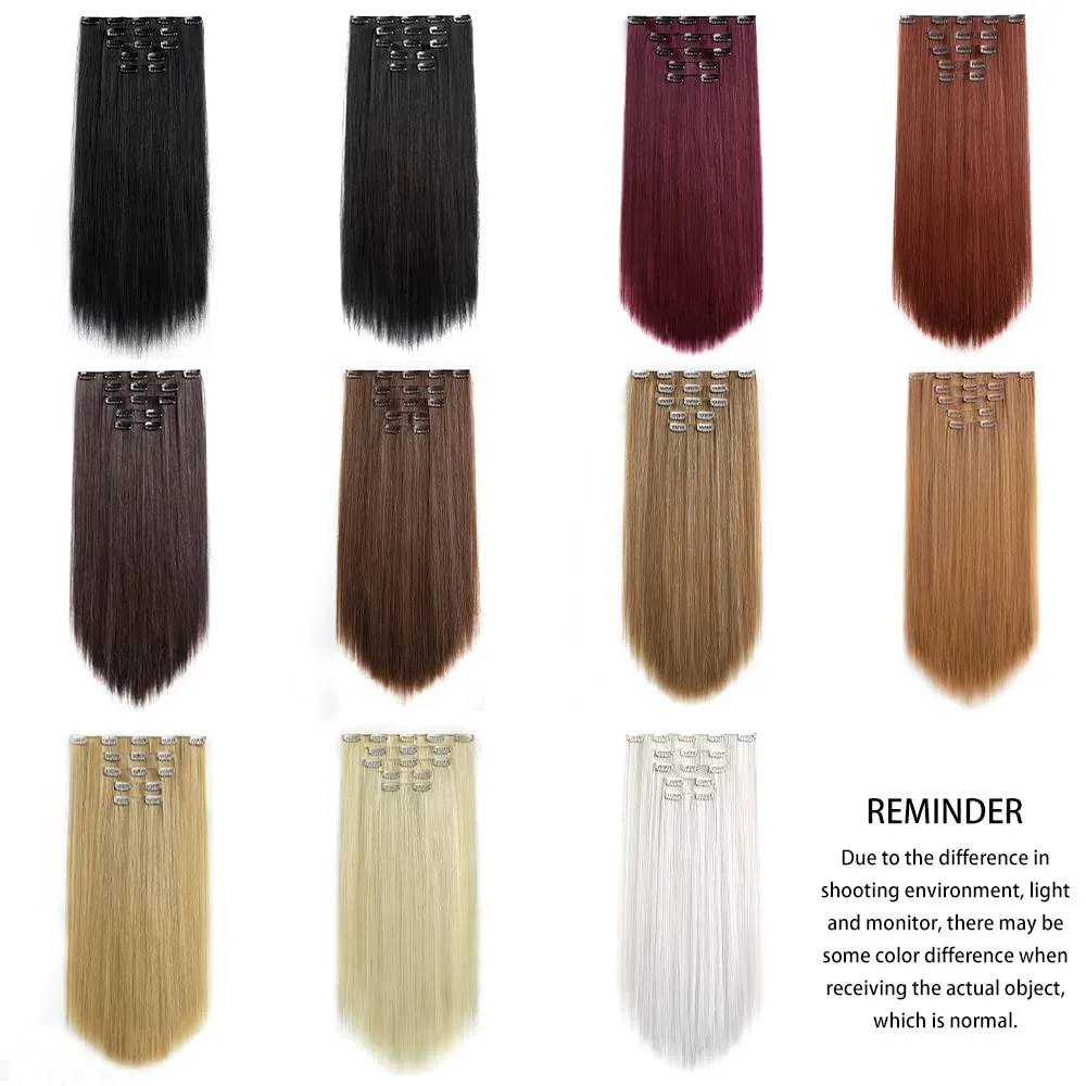 Clip in hair extension long natural fake hair accessories extensions for women with clips in