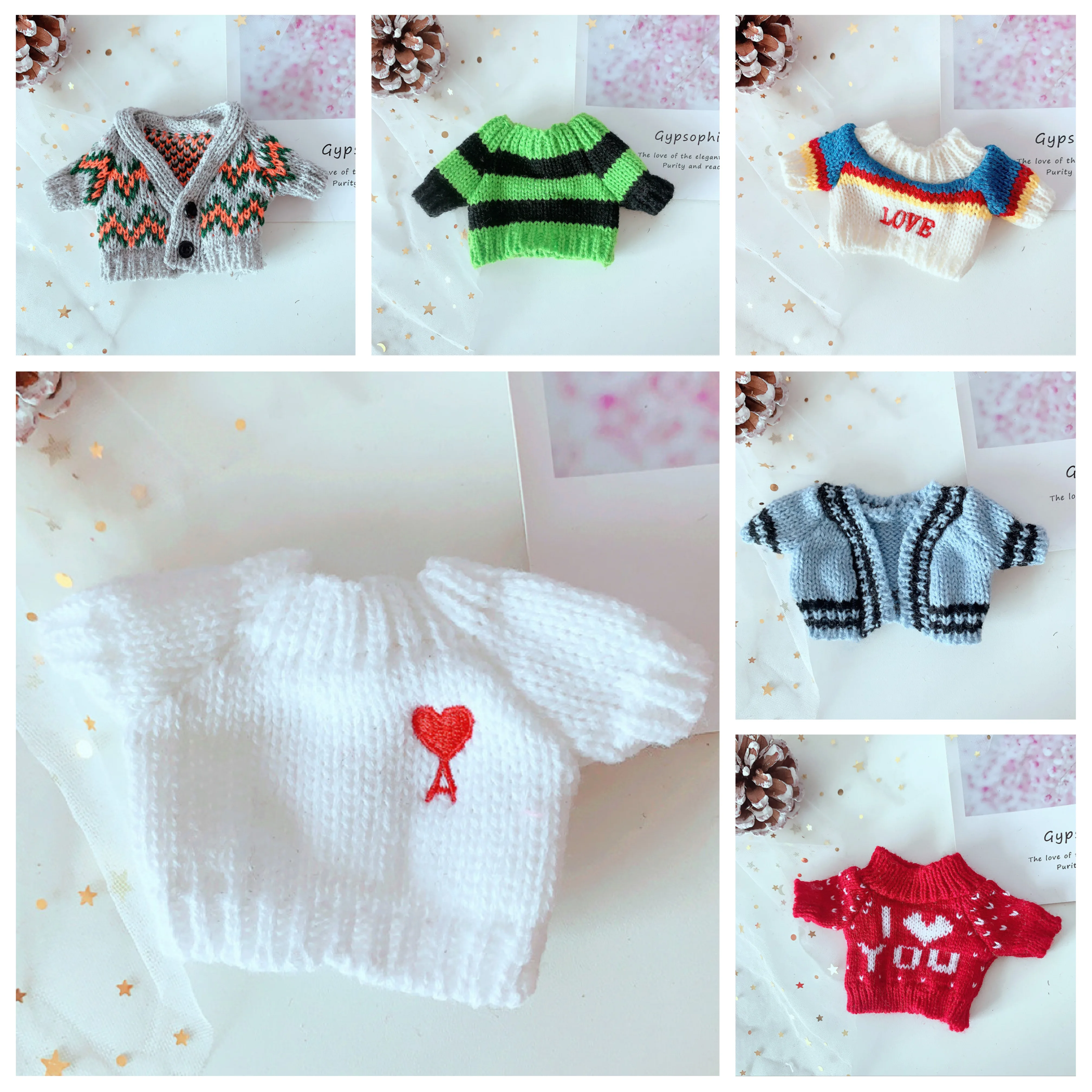 

20cm Plush Dolls Clothes Sweater Winter Vintage Knitwear for SkZ Kpop EXO Toys Accessories Kids Gifts Free Shipping Items