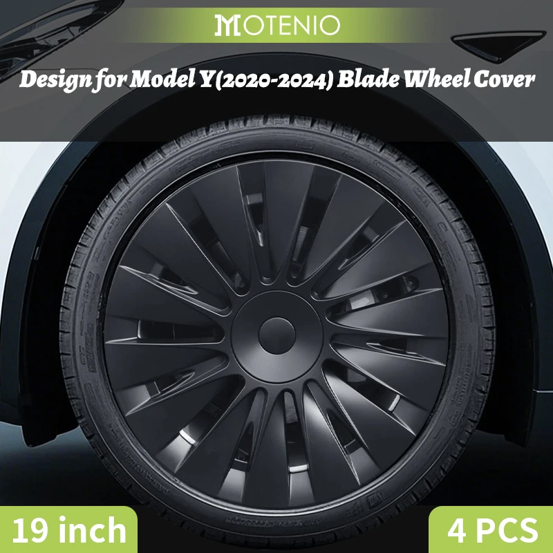 4PCS Design for TESLA Model Y 2020-2024 Vehicle Full Coverage Blade Wheel Cover Cap 19 Inches Hubcaps Automobile Accessories
