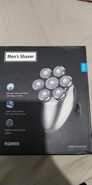 Homens 7d flutuante barbeador elétrico molhado seco barba aparador de pêlos navalha elétrica recarregável cabeça careca máquina de barbear display lcd photo review