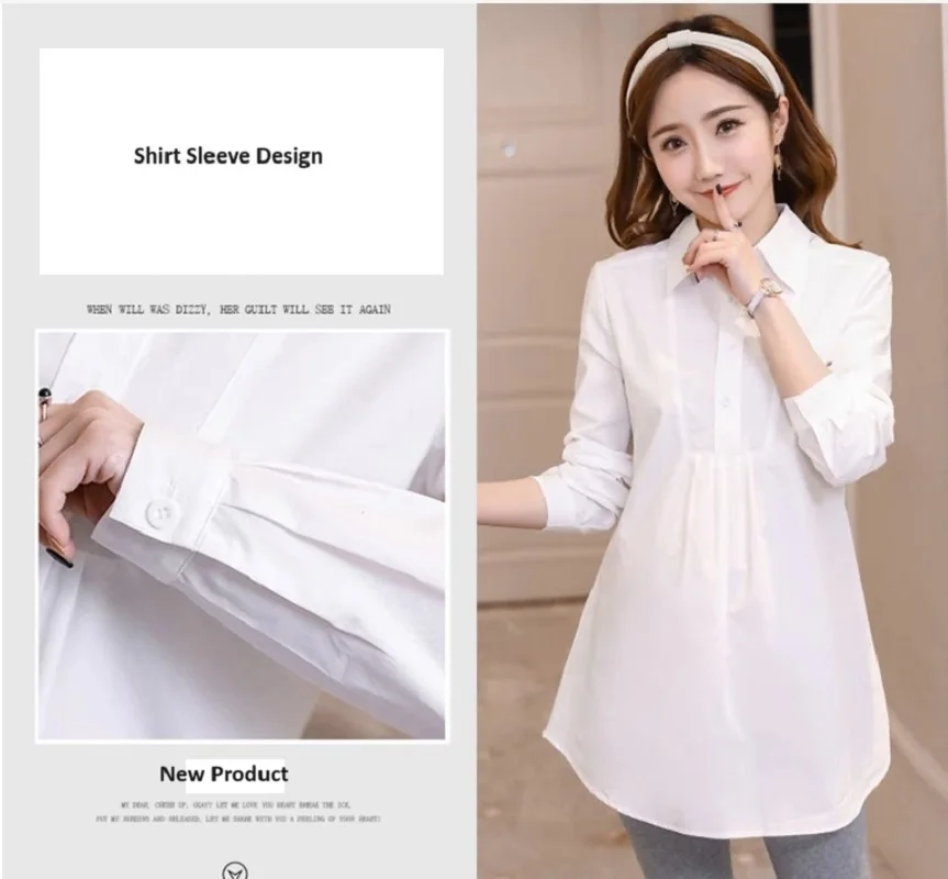 Maternity Clothes Long Sleeve Blouse Shirt Spring Autumn Pregnant Women Office Blouses Pullover Tops Premama Pregnancy Clothing 4