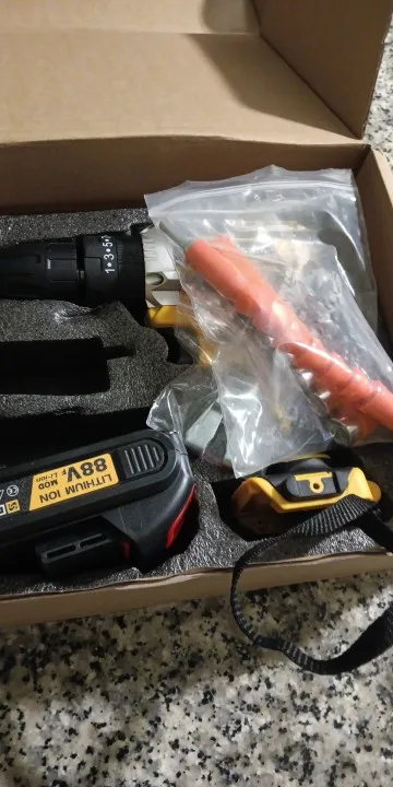 Gisam 25+3 Torque Electric Impact Screwdriver Multifunctional Cordless Drill Power Tool Setting 2 Gear Speed with 2 Batteries photo review