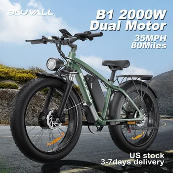 BLVALL B1 48V 2000W Full Suspension E-Bike CE Certified 26 Inch Fat Tires Hidden Dual Battery Snow Beach Electric Bicycle 1
