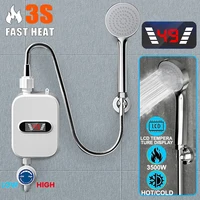 Chauffe-eau instantané 3500W, prise EU 220V, chauffage rapide en 3 secondes, affichage numérique, mini chauffe-eau sans réservoir pour salle de bain et cuisine, sécurité CE 1