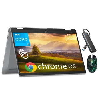 HP Chromebook Plus x360 for Student & Business, 14" 2 in 1 FHD Touchscreen Laptop, Intel 8-Core i3-N305, 8GB RAM, 256GB UFS