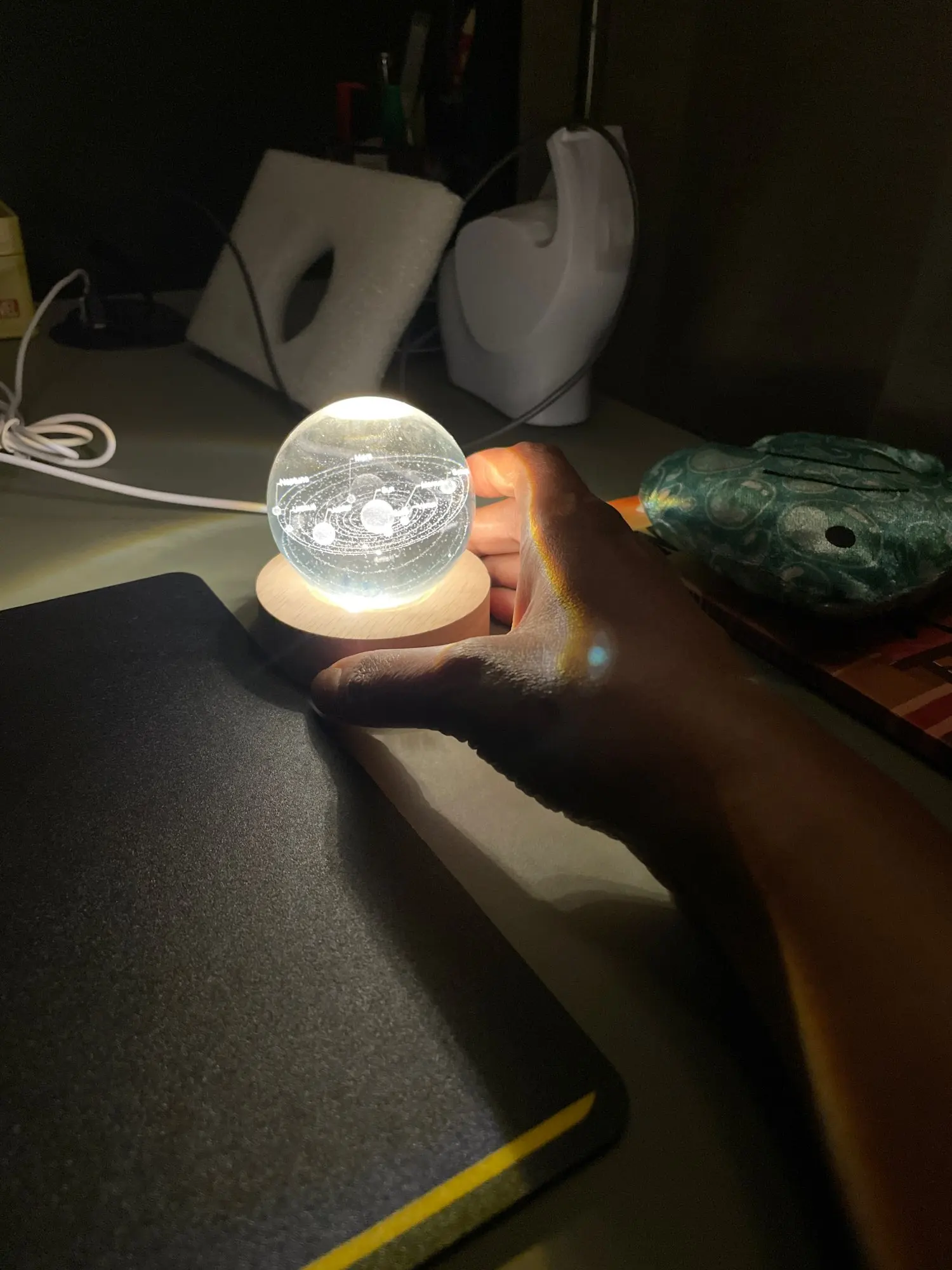 Galaxy Astronaut Crystal Ball Night Light - USB Powered Bedside Lamp photo review