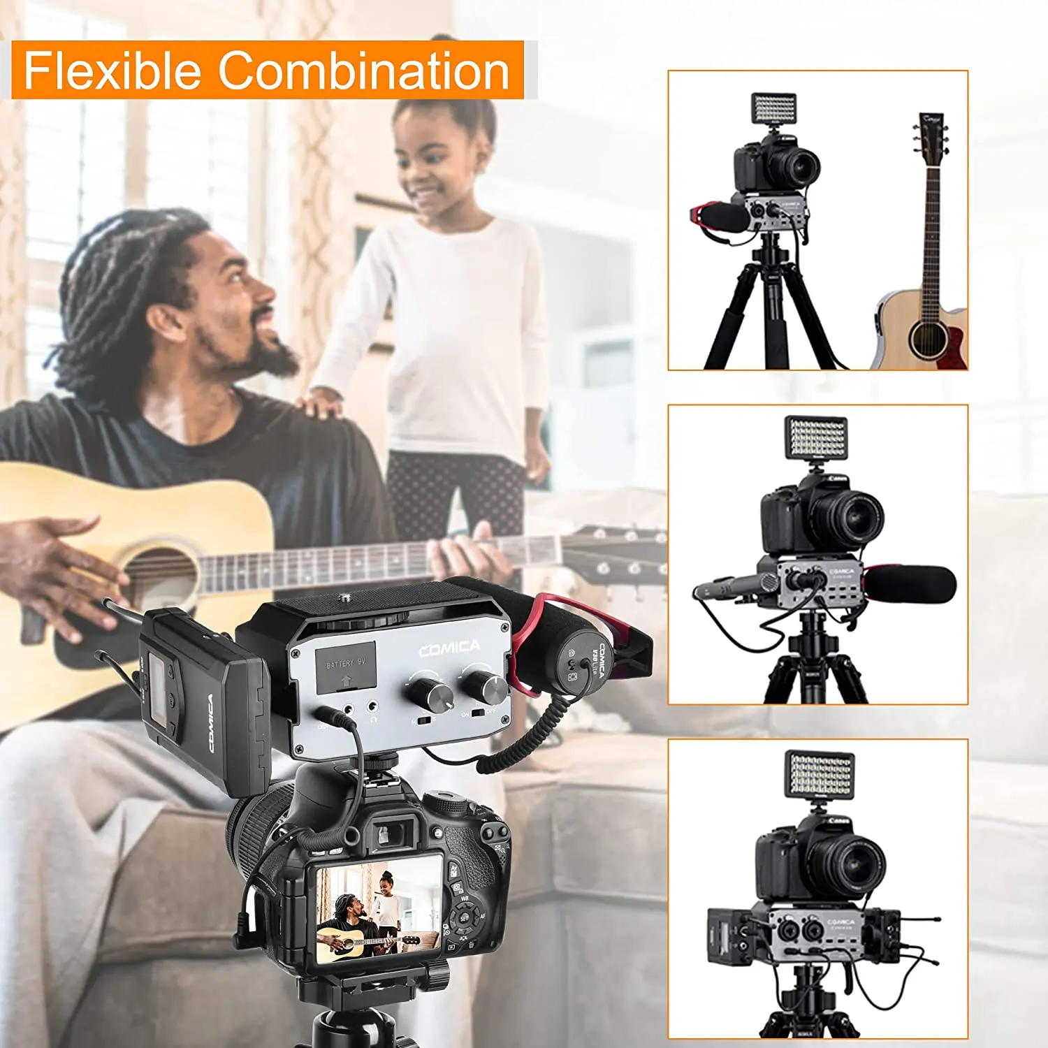 XLR Audio Mixer, COMICA CVM-AX3 Dual XLR/6.35mm/3.5mm Video Audio Mixer, Camera