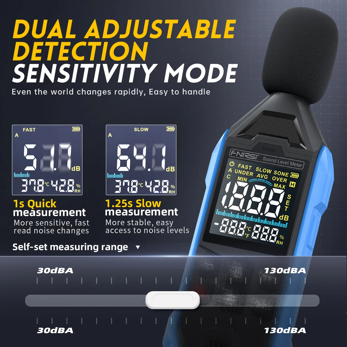 Sound Level Meter FNIRSI FDM01 Digital Noise Meter Handheld DB 30~130dB 600mah Lithium Battery
