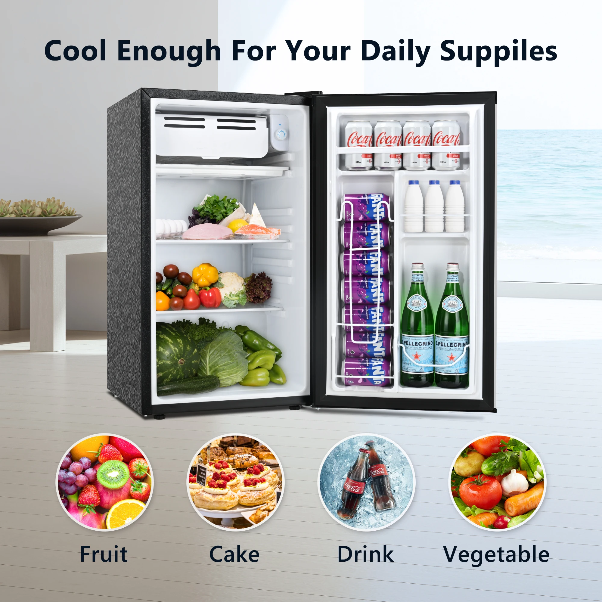 SIMZLIFE 3.2 Cu.Ft Mini Fridge with Freezer Compact Refrigerator Mini Refrigerator Adjustable Thermostat for Bedroom Dorm Office 5
